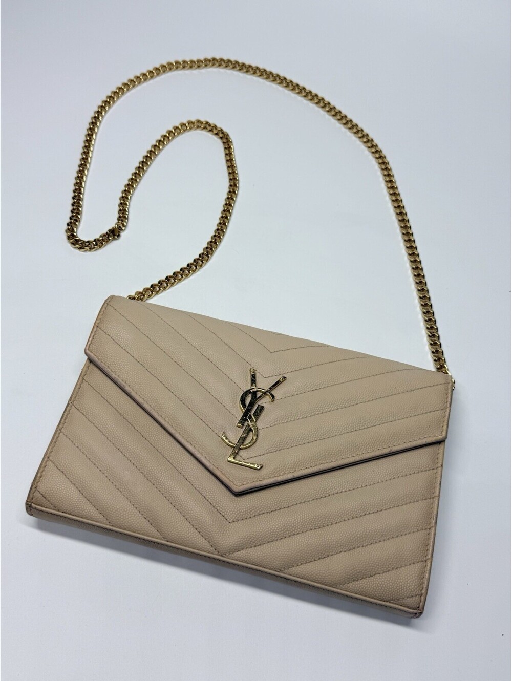 Saint Laurent YSL Chain Wallet | Clutch Purse ClassicCassandre Grain De Poudre